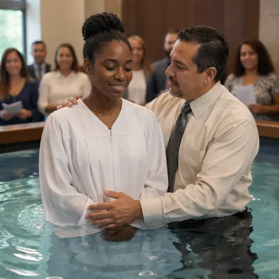 Adult Baptism in Indoor Church Pool