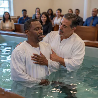 Adult Baptism in Indoor Church Pool