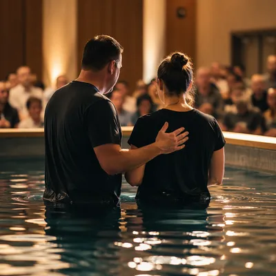 Reverent Adult Baptism in Church Pool