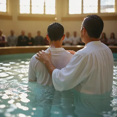 Adult Baptism in Church Pool