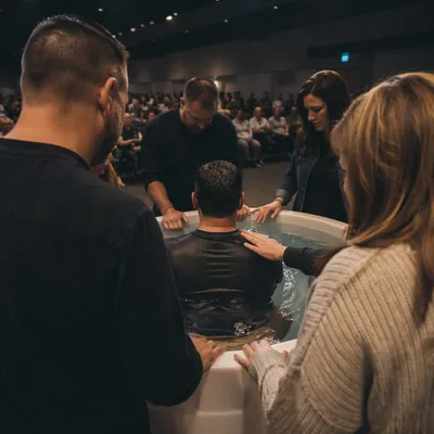 Adult Baptism in Modern Church Auditorium