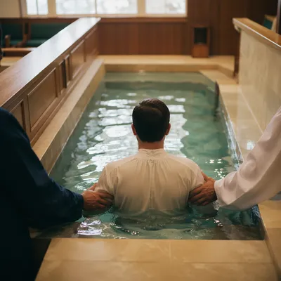 Adult Baptism in Quiet Church Pool