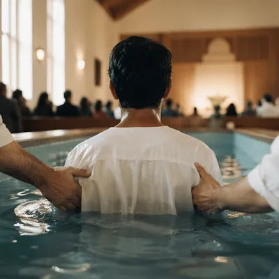 Adult Baptism in Contemporary Church Sanctuary