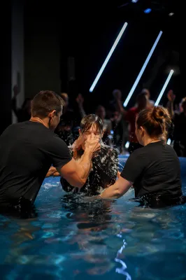 Adult Baptism in Contemporary Church Pool