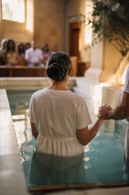 Adult Baptism in Contemporary Church Pool