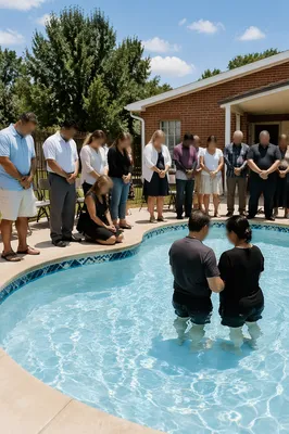 Outdoor Adult Baptism at Brick Church Pool