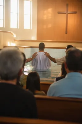 Adult Baptism in a Quiet Church Pool