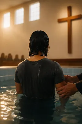 Reverent Adult Baptism in Church Pool