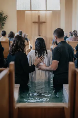 Adult Baptism in a Quiet Church Pool