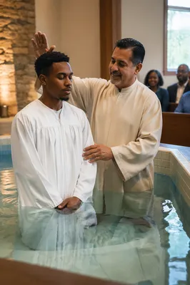 Adult Baptism in Contemporary Church Pool
