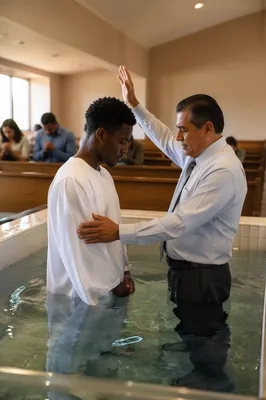 Adult Baptism in Contemporary Church Pool