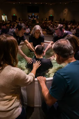 Adult Baptism in Modern Church Auditorium