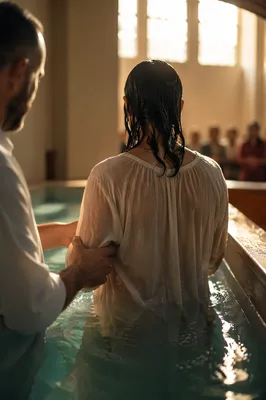 Adult Baptism in Quiet Church Pool