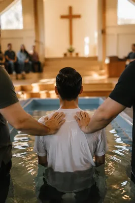 Adult Baptism in Warm Church Sanctuary