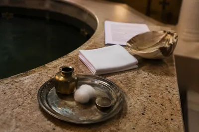 Adult Baptism Preparation Beside Church Pool