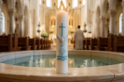 Baptismal Candle Beside Church Pool