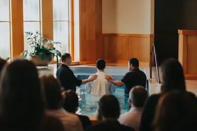 Adult Baptism in Contemporary Church Pool