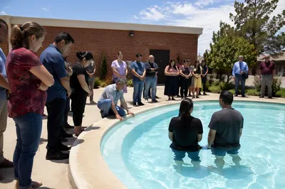 Outdoor Adult Baptism at Brick Church Pool