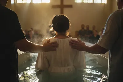 Reverent Adult Baptism in Church Pool