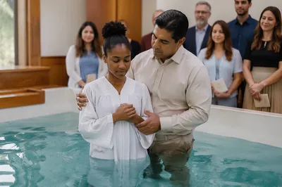 Adult Baptism in Indoor Church Pool