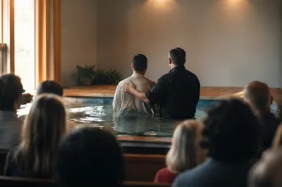 Adult Baptism in a Peaceful Church Sanctuary