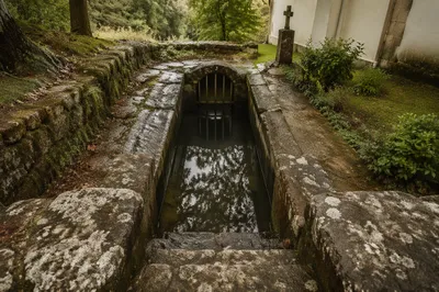 Weathered Outdoor Baptism Pool by Rural Church