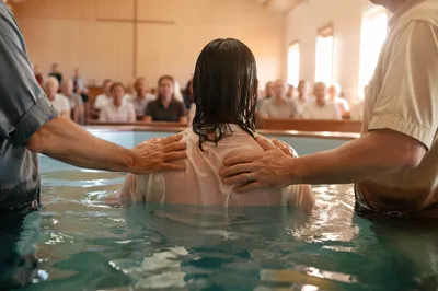 Adult Baptism in Simple Church Pool