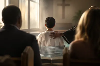 Reverent Adult Baptism in Church Pool