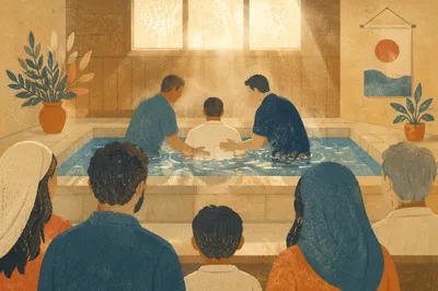 Adult Baptism Immersion in Church Pool