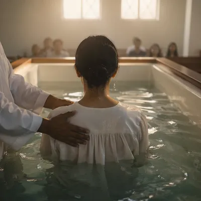 Adult Baptism Immersion in Indoor Church Pool
