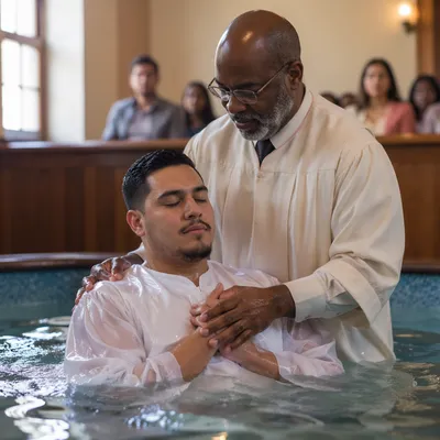 Adult Baptism in Indoor Church Pool