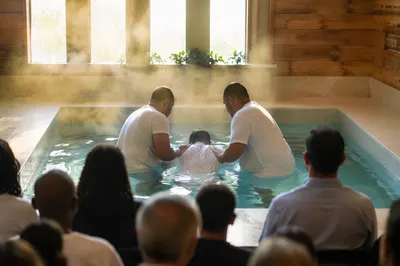 Adult Baptism Immersion in Church Pool