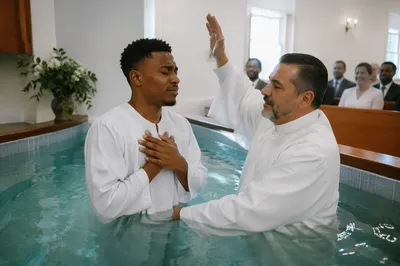 Adult Baptism in Bright Church Pool