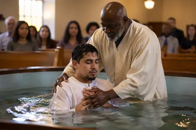 Adult Baptism in Indoor Church Pool