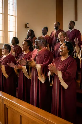 African American Gospel Choir Singing in Sanctuary