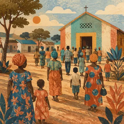 Colorful African Church Community Gathering