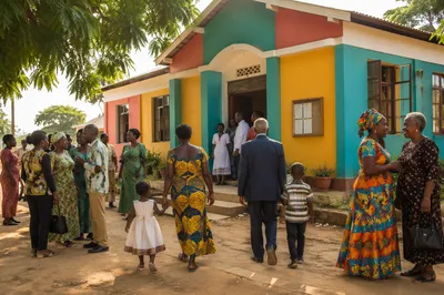 Colorful African Church on Village Road