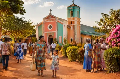 Colorful African Church in Village Community