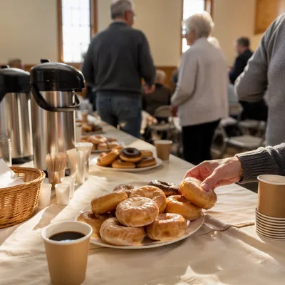 Warm Church Fellowship Coffee and Donuts