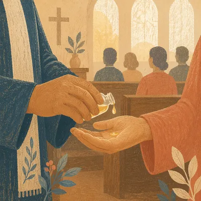 Pastor Anointing Hands in Quiet Prayer