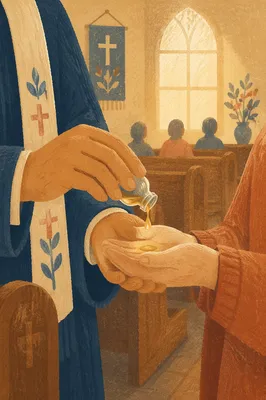 Pastor Anointing Hands in Quiet Prayer