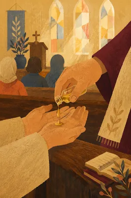 Pastor Anointing Hands in Quiet Prayer
