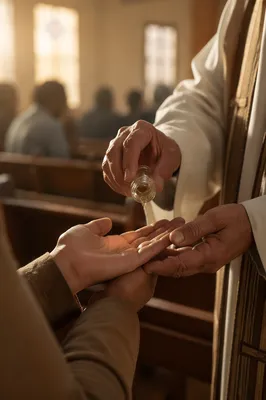 Pastor Anointing Hands in Quiet Prayer