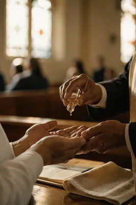 Pastor Anointing Hands with Prayer Oil