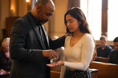 Pastor Praying with Anointing Oil