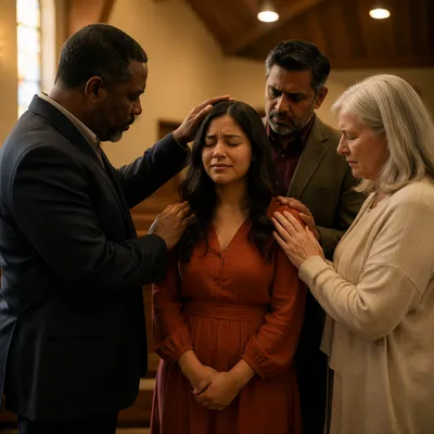 Elders Praying Over Young Woman