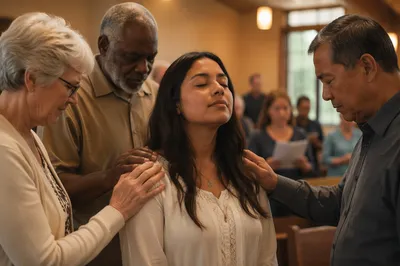 Elders Praying Over Young Woman