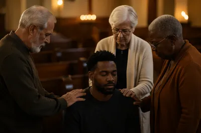 Elders Praying Over Young Man