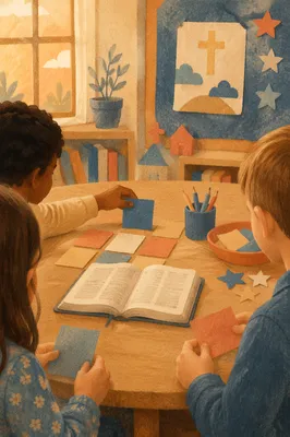 Children's Bible Verse Memorization Classroom Scene
