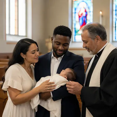 Baby Dedication Ceremony in Bright Sanctuary